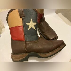 Durango Big Boys Size 7 Texas Flag Square Toe 8”Pull On Western boots